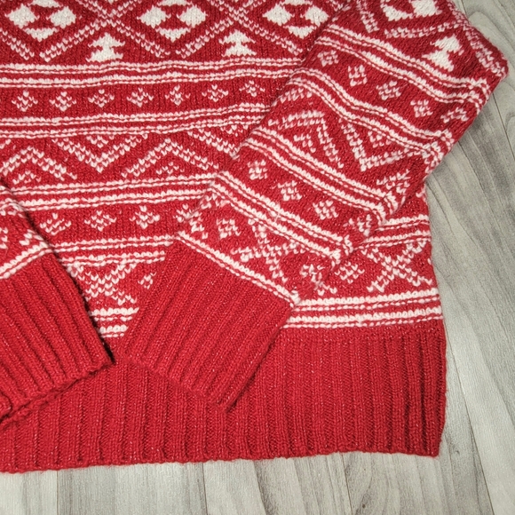 American Eagle Sweater Womens S Fair Isle Snowdrift Knit Red White NWT - Picture 11 of 12